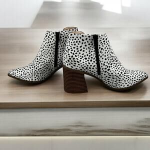 Serra Women's Sz 9 Chucky Heel Black/White Speckled Ankle Boots